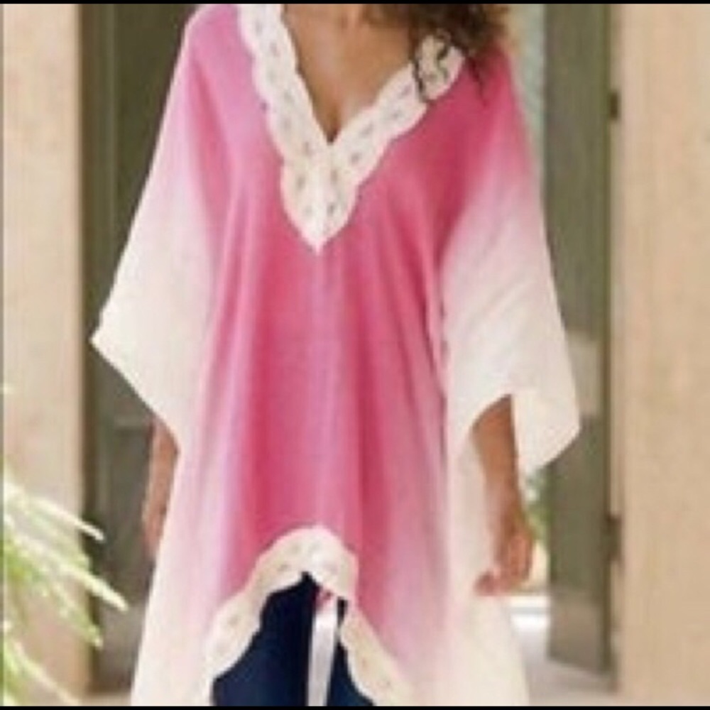 Soft Surroundings Linen Pool Coverup Pink L/XL